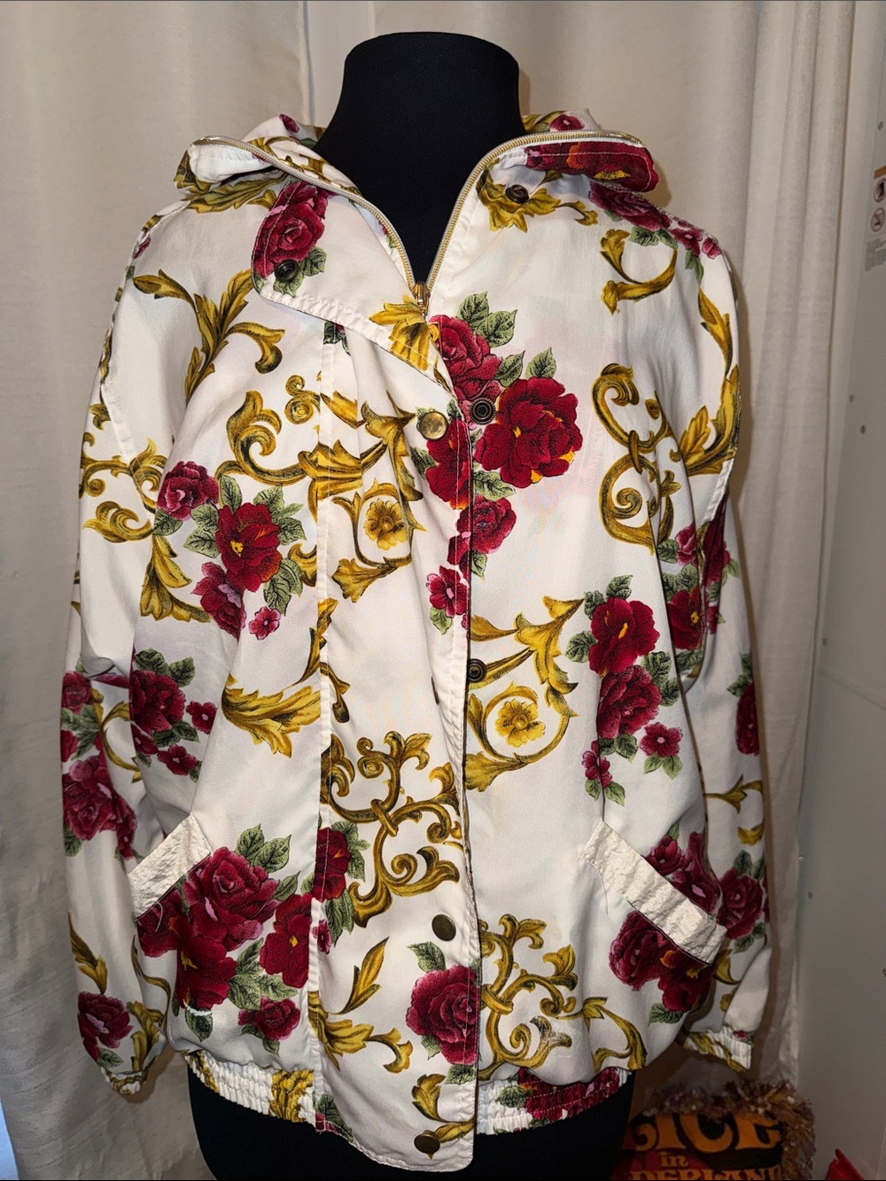 Vintage Pierre Cardin baroque floral windbreaker jacket.